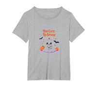 Too Cute to Spook Adorable Ghost Nurse Halloween T-Shirt, Women's Plus, Heather Grey, 4X