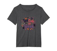Too Cute to Spook: Adorable Halloween Charm T-Shirt, Women's Plus, Dark Heather Grey, 1X