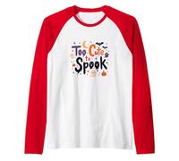 Too Cute to Spook: Adorable Halloween Fun for Kids Raglan Baseball Tee, Men, Red/White, S