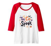 Too Cute to Spook: Adorable Halloween Fun for Kids Raglan Baseball Tee, Women, Red/White, S