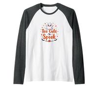 Too Cute to Spook: Adorable Halloween Ghost Raglan Baseball Tee, Men, Dark Heather/White, M