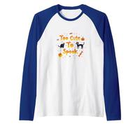 Too Cute to Spook Halloween Cats Ghosts Pumpkin Fun Raglan Baseball Tee, Men, Royal Blue/White, XXL