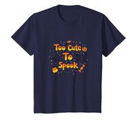Too Cute to Spook Halloween Cats Ghosts Pumpkin Fun T-Shirt, Kids, Navy, 12 Years