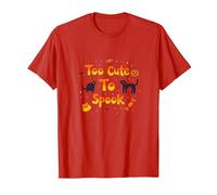 Too Cute to Spook Halloween Cats Ghosts Pumpkin Fun T-Shirt, Men, Red, S