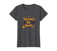 Too Cute to Spook Halloween Cats Ghosts Pumpkin Fun T-Shirt, Women, Dark Heather Grey, S