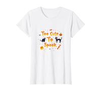 Too Cute to Spook Halloween Cats Ghosts Pumpkin Fun T-Shirt, Women, White, XXL