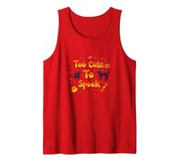Too Cute to Spook Halloween Cats Ghosts Pumpkin Fun Tank Top, Men, Red, S