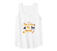 Too Cute to Spook Halloween Cats Ghosts Pumpkin Fun Tank Top, Women, White, XXL