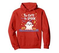 Too Cute To Spook Halloween Kids Ghostly Fun Pullover Hoodie, Adult Unisex, Red, S
