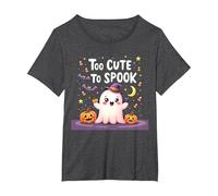Too Cute to Spook Halloween Kids Ghostly Fun T-Shirt, Women's Plus, Dark Heather Grey, 5X