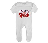 Too Cute to Spook Halloween Statement Baby Romper Jumpsuit with feet, 0-3 Months, White