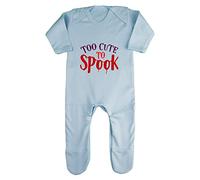 Too Cute to Spook Halloween Statement Baby Romper Jumpsuit with feet, 3-6 Months, Pastel Blue