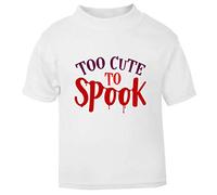 Too Cute to Spook Halloween Statement Short Sleeve Cotton Kids t Shirt, 2-3 Years, White
