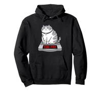 Too Fat Grumpy Tabby Cat Funny Diet Humor Pullover Hoodie