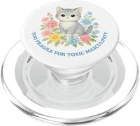 Too Fragile For Toxic Masculinity Cat Flowery PopSockets PopGrip for MagSafe