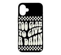 Too Glam To Give A Damn Retro Checkerboard Typography Case for iPhone 16 Plus