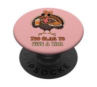 Too Glam to Give a Yam Coffee Bow Thanksgiving Turkey Kids PopSockets Adhesive PopGrip
