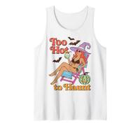 Too Hot to Haunt Halloween Witch Summer Humor Tank Top