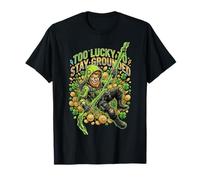 Too Lucky to Stay Grounded Tactical Leprechaun St Patricks T-Shirt