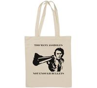 Too Many Assholes not Enough Bullets Natural Cotton Tote Bag White