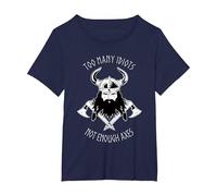 Too Many Idiots not Enough Axes - Medieval Viking and Axes T-Shirt, Women's Plus, Navy Blue, 6X