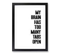 Too Many Tabs Typography Framed Print | A2 Black Framed Wall Art | Ready to Hang | Modern Positive Affirmations Picture | Living Room Bedroom Lounge Office