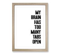 Too Many Tabs Typography Framed Print | A2 Oak Framed Wall Art | Ready to Hang | Modern Positive Affirmations Picture | Living Room Bedroom Lounge Office