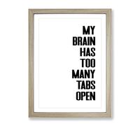 Too Many Tabs Typography Quote Framed Print | A2 Oak Framed Wall Art | Ready to Hang | Modern Positive Affirmations Picture | Living Room Bedroom Lounge Office