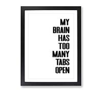 Too Many Tabs Typography Quote Framed Print | A3 Black Framed Wall Art | Ready to Hang | Modern Positive Affirmations Picture | Living Room Bedroom Lounge Office