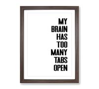Too Many Tabs Typography Quote Framed Print | A3 Walnut Framed Wall Art | Ready to Hang | Modern Positive Affirmations Picture | Living Room Bedroom Lounge Office