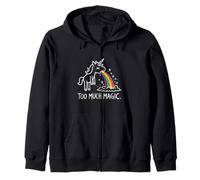 Too Much Magic Shirt Funny Unicorn Vomiting Rainbow Design Zip Hoodie