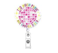 Too Much Panic Not Enough Disco Funny Badge Reel Retractable for Nurse, Fun Nursing Badge Holder, Cute Nurse Gifts, Healthcare Medical PCT LPN RN CNA Nursing Student Badge Clip ID Card Accessorie