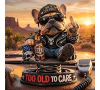 Too Old To Care Bulldog Bobblehead, Resin Nodding Dog Ornament,Fun Dashboard Toy for Car Decor &Beer Day Accessories,Gift for Bikers Dog Lovers