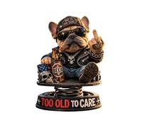 Too Old To Care Dashboard Bobblehead, Easy Placement & Stability, Funny Resin Nodding Head Dog Ornament, Tough Bulldog Bobble Head Figures for Car Dashboard