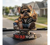 Too Old To Care Dashboard Bobblehead - Funny Tough Bulldog Bobble Head Figure, Easy Placement Stability Resin Nodding Head Dog Ornament, Mini Dashboard Dogs for Car Decor Dog Lovers Accessories (1Pcs)