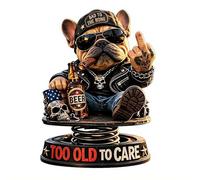 Too Old to Care Dashboard Bobblehead, Tough Bulldog Bobble Head Figure, Easy Placement & Stability, Funny Resin Nodding Head Dog Ornament, for Dog Lovers Car Dashboard