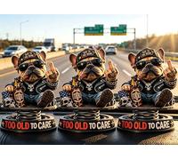 Too Old To Care Dashboard Bobblehead - Tough Bulldog Bobble Head Figure, Spring-Loaded Funny Resin Nodding Head Dog Ornament,Mini Dashboard Dog for Car Decor Day Accessories,Easy Placement (3pcs)