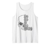 Too Old to DIE Young Skull Design in 80s Heavy Metal Style Tank Top