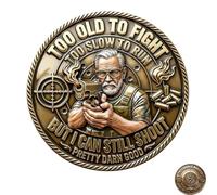 Too Old to Fight Still Shoot Challenge Coin, Humorous Veteran Marksman Coins, Old Bastards Shooting Club Coins, Lifetime Member Novelty Token, Gag Gifts for Men & Retired Service Members (1pc)