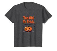Too Old to Trick Too Young to Treat Halloween Humor T-Shirt, Kids, Dark Heather Grey, 2 Years