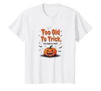 Too Old to Trick Too Young to Treat Halloween Humor T-Shirt, Kids, White, 8 Years