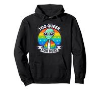 Too Queer For Here Funny Gay Pride Novelty Y2K Edgy Meme Gag Pullover Hoodie
