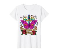 Too Queer for Your Comfort Butterfly Dagger Pride Art Value Graphic T-Shirt, Women, White, M