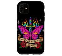 Too Queer For Your Comfort Rainbow Butterfly Tattoo Art LGBT Case for iPhone 11