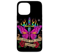 Too Queer For Your Comfort Rainbow Butterfly Tattoo Art LGBT Case for iPhone 13 Pro Max