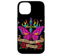 Too Queer For Your Comfort Rainbow Butterfly Tattoo Art LGBT Case for iPhone 14