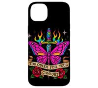 Too Queer For Your Comfort Rainbow Butterfly Tattoo Art LGBT Case for iPhone 14 Plus