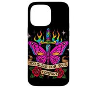 Too Queer For Your Comfort Rainbow Butterfly Tattoo Art LGBT Case for iPhone 14 Pro Max