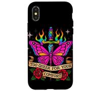 Too Queer For Your Comfort Rainbow Butterfly Tattoo Art LGBT Case for iPhone X/XS