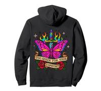 Too Queer For Your Comfort Rainbow Butterfly Tattoo Art LGBT Pullover Hoodie